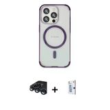 Marsilyan™- İphone 15 Pro Kılıf Eksen Klasik Koleksiyonu - Siyah Bilvis 0.18Mm Plus Cam Ekran Koruyucu + Raze Metal Kame