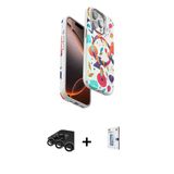 Marsilyan™- İphone 15 Pro Kılıf Siluet Doku - Siyah Bilvis 0.18Mm Plus Cam Ekran Koruyucu + Raze Metal Kamera Lens - Tmg