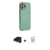 Marsilyan™- İphone 15 Pro Kılıf Yankı Serisi - Siyah Bilvis 0.18Mm Plus Cam Ekran Koruyucu + Raze Metal Kamera Lens - Lt