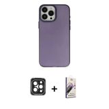 Marsilyan™- İphone 15 Pro Max Kılıf Ahenk Çizgi Prime - Siyah Bilvis 3D Mat Cam Ekran Koruyucu + Pvd Metal Kamera Lens -