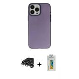 Marsilyan™- İphone 15 Pro Max Kılıf Ahenk Çizgi Prime - Siyah Polymer Nano Ekran Koruyucu + Raze Metal Kamera Lens - Gs