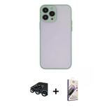 Marsilyan™- İphone 15 Pro Max Kılıf Ahenk Çizgi Serisi - Siyah Bilvis 3D Mat Cam Ekran Koruyucu + Raze Metal Kamera Lens