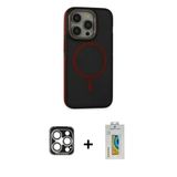 Marsilyan™- İphone 15 Pro Max Kılıf Ahenk Form Serisi - Siyah Polymer Nano Ekran Koruyucu + Pvd Metal Kamera Lens - Gs