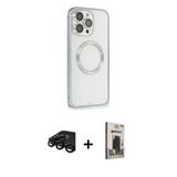 Marsilyan™- İphone 15 Pro Max Kılıf Ahenk Işık Serisi - Siyah Bilvis Hayalet Cam Ekran Koruyucu + Raze Metal Kamera Lens