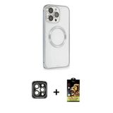 Marsilyan™- İphone 15 Pro Max Kılıf Ahenk Işık Serisi - Siyah Buffer Cam Ekran Koruyucu + Pvd Metal Kamera Lens - Gı
