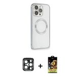 Marsilyan™- İphone 15 Pro Max Kılıf Ahenk Işık Serisi - Siyah Buffer Cam Ekran Koruyucu + Pvd Metal Kamera Lens - Lt