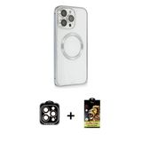 Marsilyan™- İphone 15 Pro Max Kılıf Ahenk Işık Serisi - Siyah Buffer Cam Ekran Koruyucu + Pvd Metal Kamera Lens - Tu