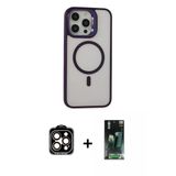 Marsilyan™- İphone 15 Pro Max Kılıf Ahenk Klasik Özel Seri - Şeffaf 360 Full Body Arka Koruyucu + Pvd Metal Kamera Lens