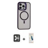 Marsilyan™- İphone 15 Pro Max Kılıf Ahenk Klasik Özel Seri - Şeffaf Pasifik Cam Ekran Koruyucu + Pvd Metal Kamera Lens -