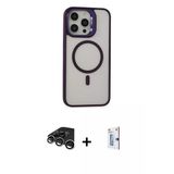 Marsilyan™- İphone 15 Pro Max Kılıf Ahenk Klasik Özel Seri - Siyah Bilvis 0.18Mm Plus Cam Ekran Koruyucu + Raze Metal Ka