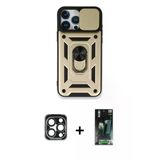 Marsilyan™- İphone 15 Pro Max Kılıf Ahenk Klasik - Siyah 360 Mat Full Body Arka Koruyucu + Pvd Metal Kamera Lens - Lt
