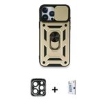 Marsilyan™- İphone 15 Pro Max Kılıf Ahenk Klasik - Siyah Bilvis 0.18Mm Plus Cam Ekran Koruyucu + Pvd Metal Kamera Lens -