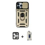 Marsilyan™- İphone 15 Pro Max Kılıf Ahenk Klasik - Siyah Bilvis Hayalet Cam Ekran Koruyucu + Pvd Metal Kamera Lens - Gs