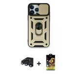 Marsilyan™- İphone 15 Pro Max Kılıf Ahenk Klasik - Siyah Buffer Cam Ekran Koruyucu + Raze Metal Kamera Lens - Lt