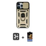 Marsilyan™- İphone 15 Pro Max Kılıf Ahenk Klasik - Siyah Buffer Hayalet Cam Ekran Koruyucu + Pvd Metal Kamera Lens - Gı