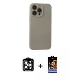 Marsilyan™- İphone 15 Pro Max Kılıf Ahenk Serisi - Siyah Buffer Hayalet Cam Ekran Koruyucu + Pvd Metal Kamera Lens - Tu