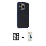 Marsilyan™- İphone 15 Pro Max Kılıf Ahenk Yansıma Özel Seri - Şeffaf Pasifik Cam Ekran Koruyucu + Pvd Metal Kamera Lens