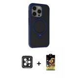 Marsilyan™- İphone 15 Pro Max Kılıf Ahenk Yansıma Özel Seri - Siyah Buffer Cam Ekran Koruyucu + Pvd Metal Kamera Lens -