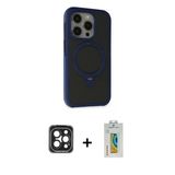 Marsilyan™- İphone 15 Pro Max Kılıf Ahenk Yansıma Özel Seri - Siyah Polymer Nano Ekran Koruyucu + Pvd Metal Kamera Lens