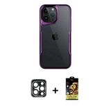 Marsilyan™- İphone 15 Pro Max Kılıf Akış Çizgi Koleksiyonu - Siyah Buffer Cam Ekran Koruyucu + Pvd Metal Kamera Lens - L