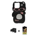 Marsilyan™- İphone 15 Pro Max Kılıf Akış Yansıma - Siyah Buffer Cam Ekran Koruyucu + Raze Metal Kamera Lens - Sh