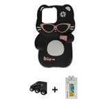 Marsilyan™- İphone 15 Pro Max Kılıf Akış Yansıma - Siyah Polymer Nano Ekran Koruyucu + Raze Metal Kamera Lens - Sh