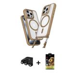 Marsilyan™- İphone 15 Pro Max Kılıf Atlas Doku Koleksiyonu - Siyah Buffer Cam Ekran Koruyucu + Raze Metal Kamera Lens -