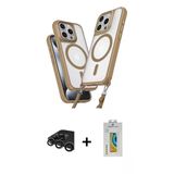 Marsilyan™- İphone 15 Pro Max Kılıf Atlas Doku Koleksiyonu - Siyah Polymer Nano Ekran Koruyucu + Raze Metal Kamera Lens