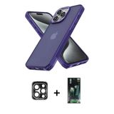 Marsilyan™- İphone 15 Pro Max Kılıf Atlas Form - Şeffaf 360 Full Body Arka Koruyucu + Pvd Metal Kamera Lens - Lt