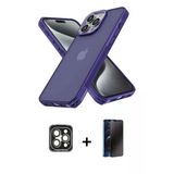 Marsilyan™- İphone 15 Pro Max Kılıf Atlas Form - Siyah 3D Antistatik Hayalet Cam Ekran Koruyucu + Pvd Metal Kamera Lens