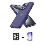 Marsilyan™- İphone 15 Pro Max Kılıf Atlas Form - Siyah Bilvis 5İn1 3D Magic Cam Ekran Koruyucu + Pvd Metal Kamera Lens -