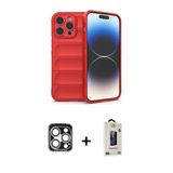 Marsilyan™- İphone 15 Pro Max Kılıf Atlas Koleksiyonu - Siyah Bilvis Hayalet Cam Ekran Koruyucu + Pvd Metal Kamera Lens