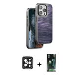 Marsilyan™- İphone 15 Pro Max Kılıf Atlas Minimal Özel Seri - Şeffaf 360 Full Body Arka Koruyucu + Pvd Metal Kamera Lens
