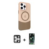 Marsilyan™- İphone 15 Pro Max Kılıf Çekirdek Asil Özel Seri - Şeffaf 360 Full Body Arka Koruyucu + Pvd Metal Kamera Lens