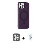 Marsilyan™- İphone 15 Pro Max Kılıf Çekirdek Modern Prime - Siyah Bilvis 0.18Mm Plus Cam Ekran Koruyucu + Pvd Metal Kame