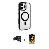 Marsilyan™- İphone 15 Pro Max Kılıf Doruk Doku Özel Seri - Siyah Buffer Cam Ekran Koruyucu + Raze Metal Kamera Lens - Gs