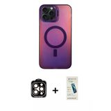 Marsilyan™- İphone 15 Pro Max Kılıf Doruk Klasik Prime - Şeffaf Pasifik Cam Ekran Koruyucu + Pvd Metal Kamera Lens - Tu