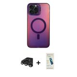 Marsilyan™- İphone 15 Pro Max Kılıf Doruk Klasik Prime - Şeffaf Pasifik Cam Ekran Koruyucu + Raze Metal Kamera Lens - Tm
