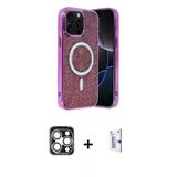 Marsilyan™- İphone 15 Pro Max Kılıf Eksen Çizgi - Siyah Bilvis 0.18Mm Plus Cam Ekran Koruyucu + Pvd Metal Kamera Lens -