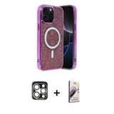 Marsilyan™- İphone 15 Pro Max Kılıf Eksen Çizgi - Siyah Bilvis 3D Mat Cam Ekran Koruyucu + Pvd Metal Kamera Lens - Gs
