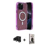 Marsilyan™- İphone 15 Pro Max Kılıf Eksen Çizgi - Siyah Bilvis Hayalet Cam Ekran Koruyucu + Raze Metal Kamera Lens - Sh