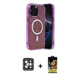 Marsilyan™- İphone 15 Pro Max Kılıf Eksen Çizgi - Siyah Buffer Cam Ekran Koruyucu + Pvd Metal Kamera Lens - Gı