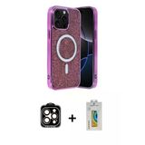 Marsilyan™- İphone 15 Pro Max Kılıf Eksen Çizgi - Siyah Polymer Nano Ekran Koruyucu + Pvd Metal Kamera Lens - Tu