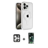 Marsilyan™- İphone 15 Pro Max Kılıf Eksen Form Koleksiyonu - Şeffaf 360 Full Body Arka Koruyucu + Pvd Metal Kamera Lens