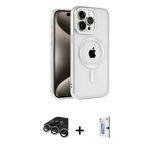 Marsilyan™- İphone 15 Pro Max Kılıf Eksen Form Koleksiyonu - Siyah Bilvis 0.18Mm Plus Cam Ekran Koruyucu + Raze Metal Ka