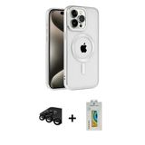 Marsilyan™- İphone 15 Pro Max Kılıf Eksen Form Koleksiyonu - Siyah Polymer Nano Ekran Koruyucu + Raze Metal Kamera Lens