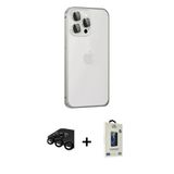 Marsilyan™- İphone 15 Pro Max Kılıf Eksen Form Serisi - Siyah Bilvis Hayalet Cam Ekran Koruyucu + Raze Metal Kamera Lens