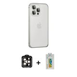Marsilyan™- İphone 15 Pro Max Kılıf Eksen Form Serisi - Siyah Polymer Nano Ekran Koruyucu + Pvd Metal Kamera Lens - Tu