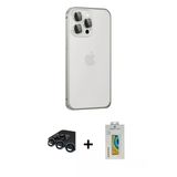 Marsilyan™- İphone 15 Pro Max Kılıf Eksen Form Serisi - Siyah Polymer Nano Ekran Koruyucu + Raze Metal Kamera Lens - Lt