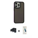 Marsilyan™- İphone 15 Pro Max Kılıf Eksen Işık - Şeffaf Pasifik Cam Ekran Koruyucu + Raze Metal Kamera Lens - Lt